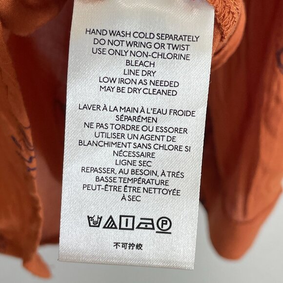 Pilcro Womens XL Rust Orange Tiger Print Button Up Blouse Long Sleeve Shirt - Picture 6 of 13